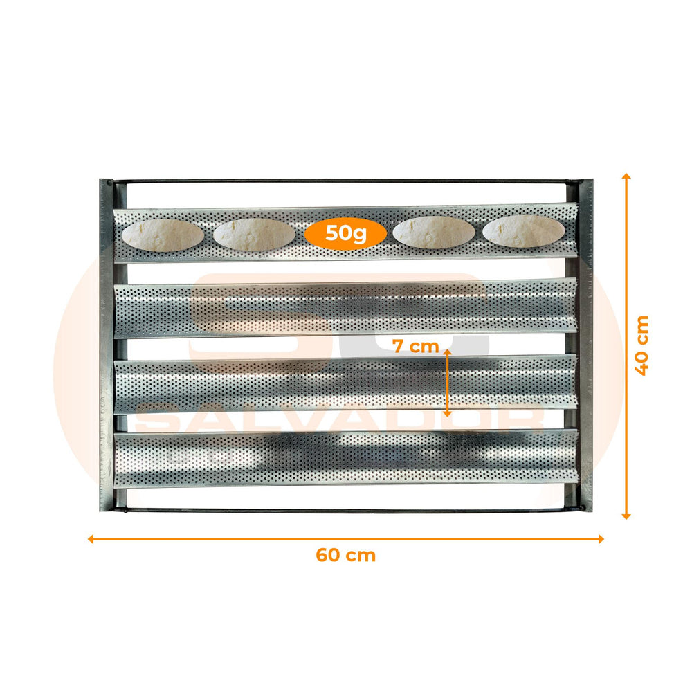 Kit 6 Esteiras Flandres Pão Francês 4 Talas Tiras 7cm 50g 60x40 - Imeca