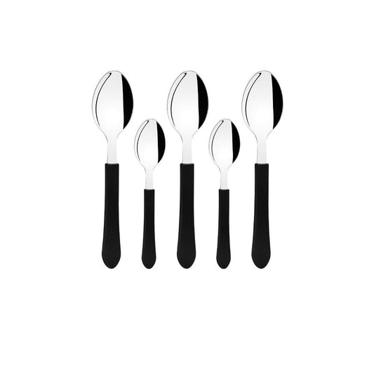 Conjunto Chá e Sobremesa Leme 60 Peças Lâminas Aço Inox Cabo Preto Pbag - Tramontina