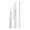 Jogo Facas Lamina inox Premium Profissional Cabo Branco 3 Peças com Chaira - Tramontina 24499812