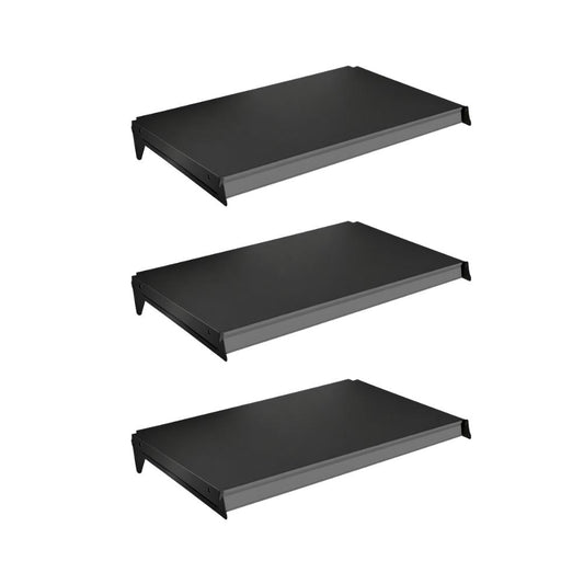 Kit 3 Bandejas Prateleiras 40x73 P/gôndola New Plus Preta Porta Etiquetas Cinza - SA Gôndolas