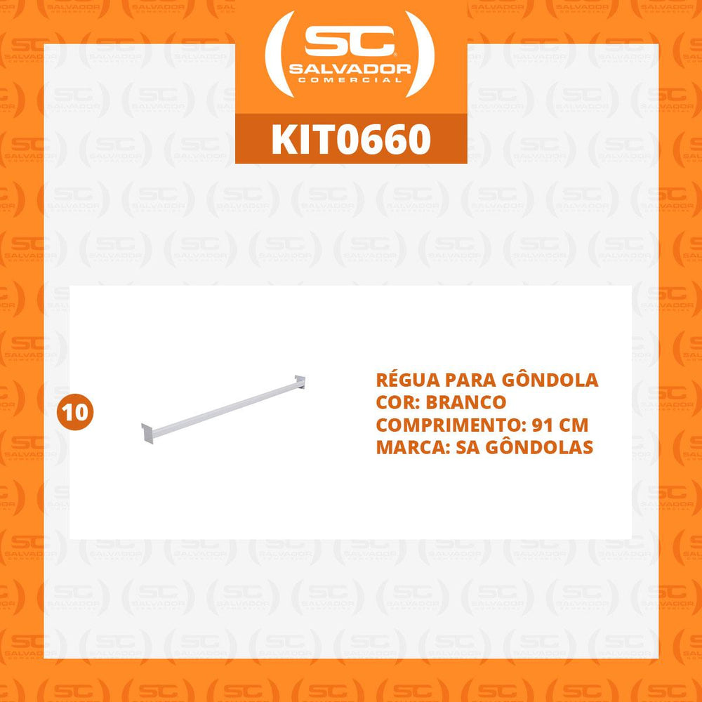 Kit - 10 Réguas Para Gondola 91cm - Sa Gondolas