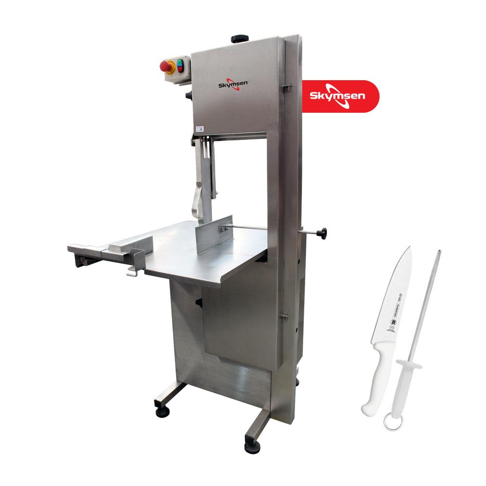 Serra Fita Profissional Inox Para Açougue 2,82m Com Regulador SL282 220v Skymsen + Faca + Chaira