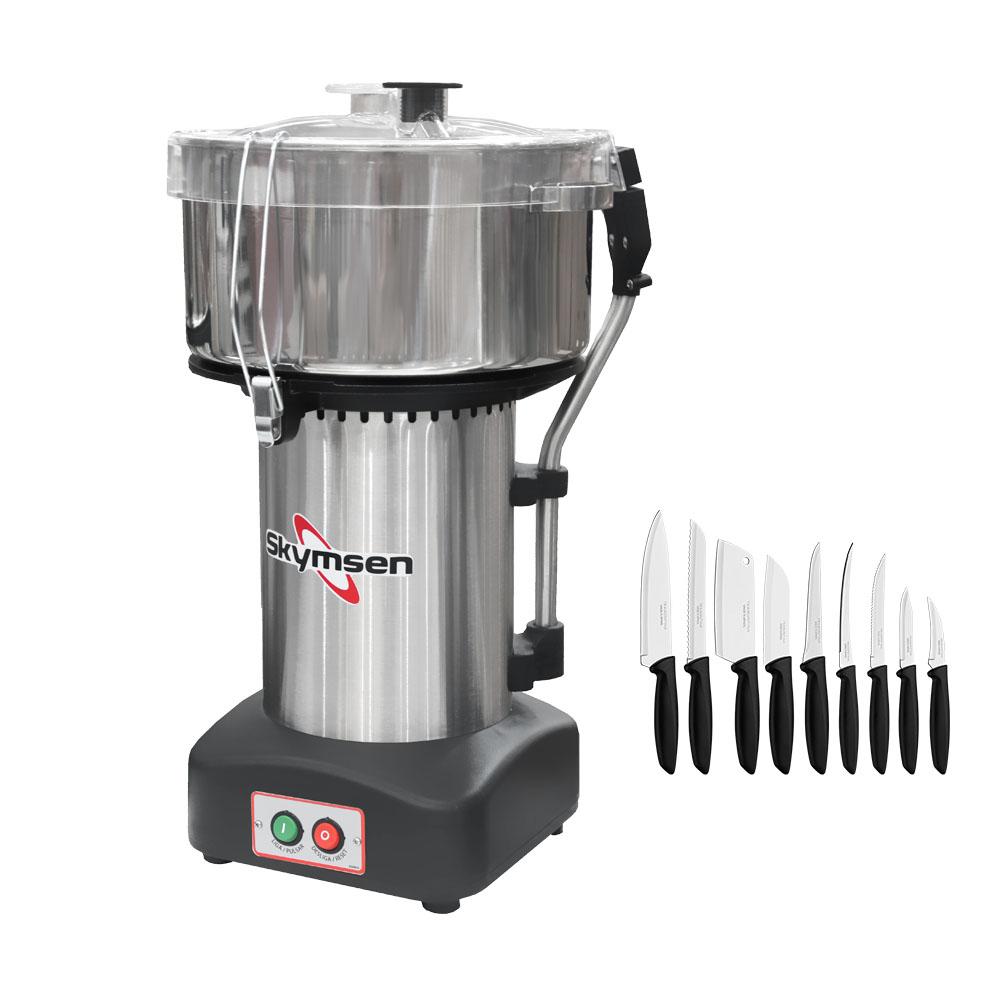 Multiprocessador de Alimentos 8 Litros Cutter Profissional Inox CR-8 220V Skymsen + Jogo de Facas 9 Peças