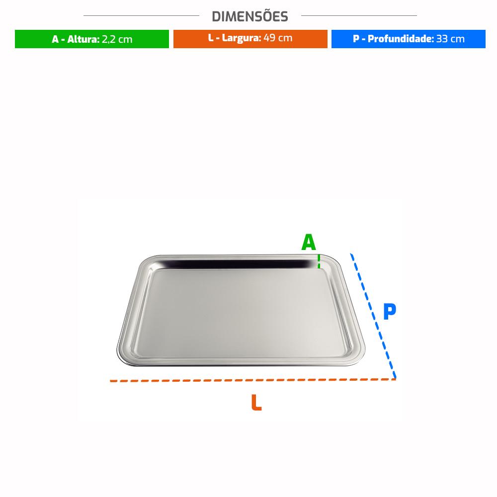 Bandeja Retangular Profissional Para Servir Buena em Aço Inox Fosco 49x33cm - Tramontina 61712481