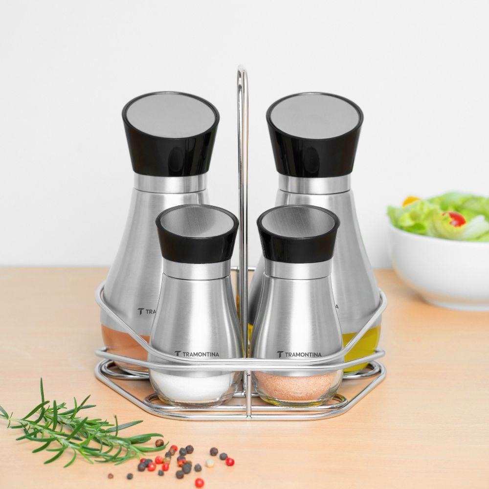 Conjunto Galheteiro 5 Peças em Vidro e Aço Inox Realce - Tramontina 61119200