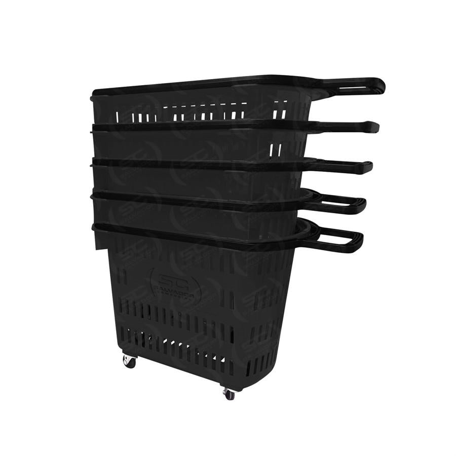 Kit 5 Cestos Grande Com Rodízio D300 Cód. 3300 Preto - Della Plast