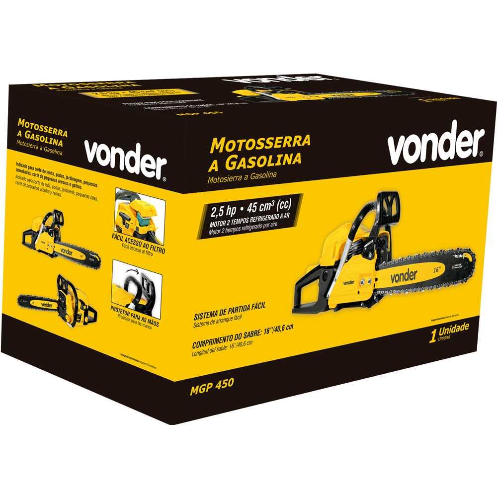 Motosserra Profissional a Gasolina 45cm³ Mgp450 - Vonder 6884450100