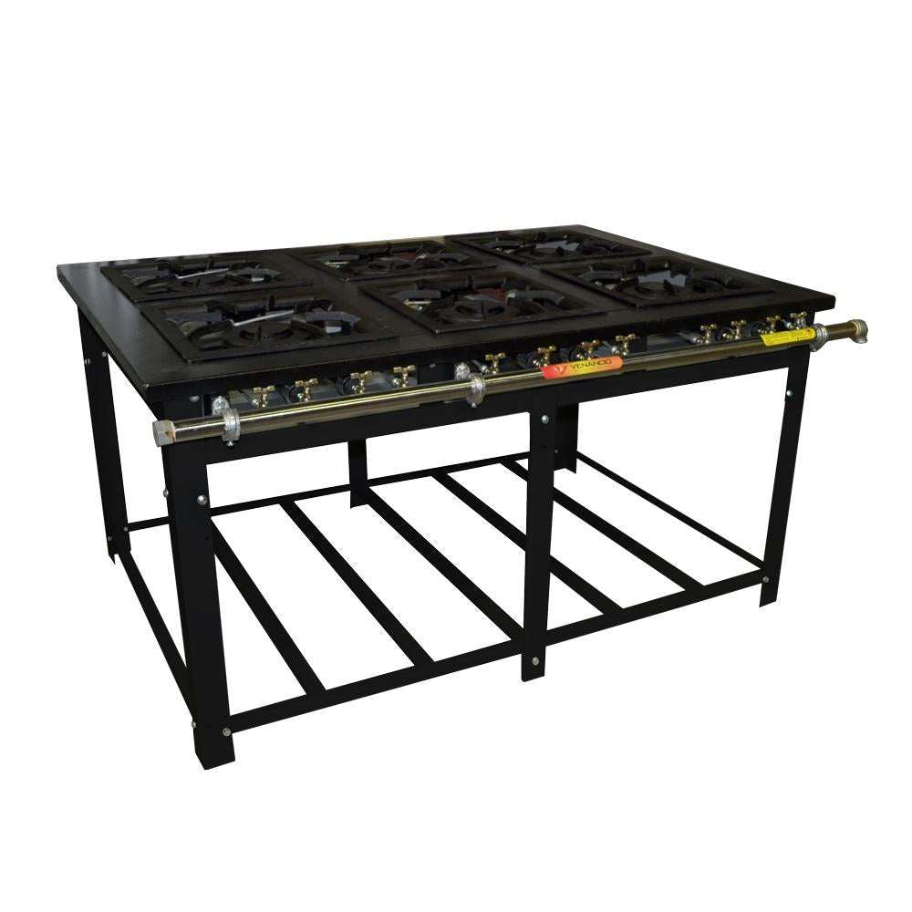 Fogão Industrial 6 Bocas Duplas a Gás Baixa Pressão Profissional Maxi  Cozinha 40x40 M6D6E - Venâncio