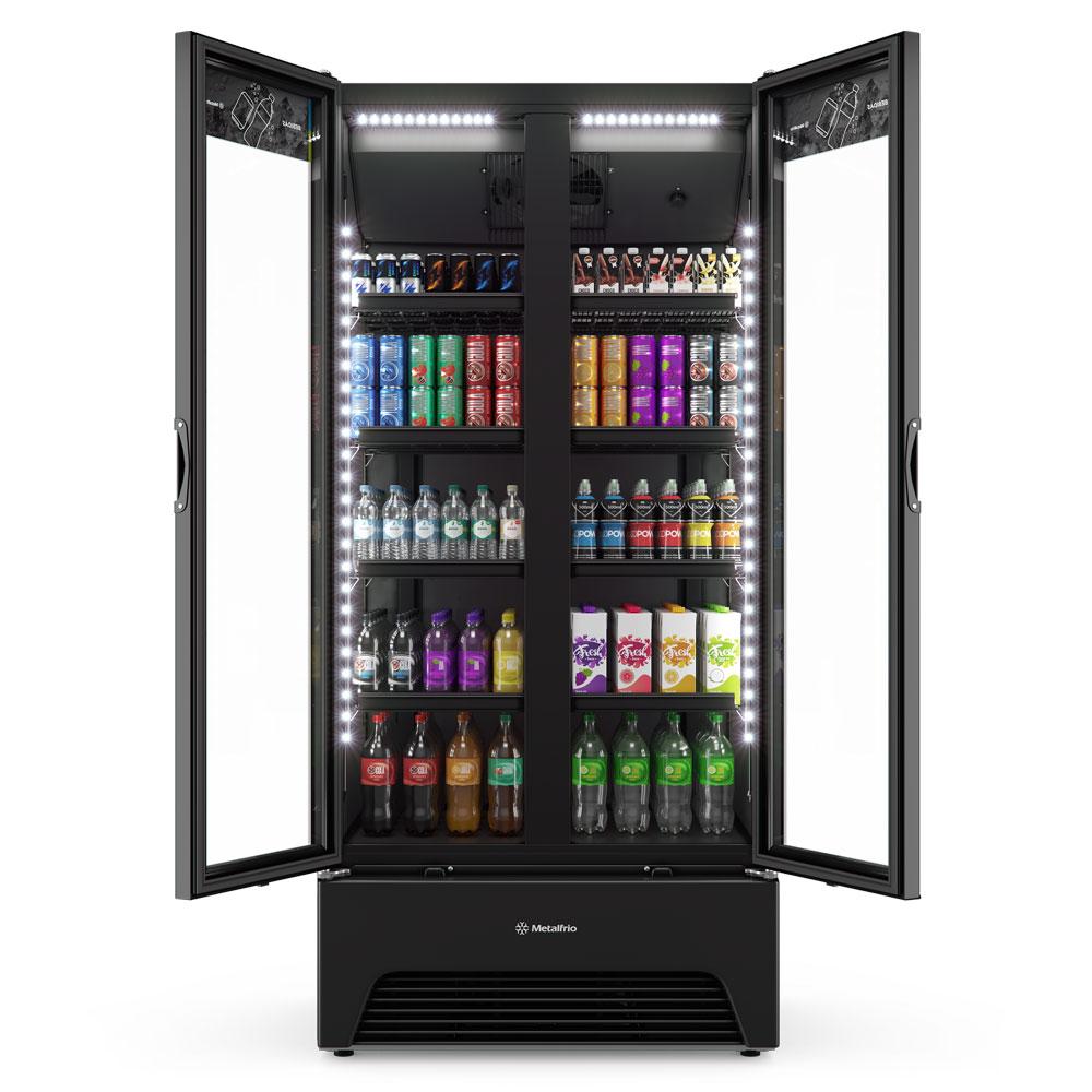 Refrigerador Expositor Vertical Bebidas Duas Portas Vidro 691/752L VB70AH All Black 220V - Metalfrio