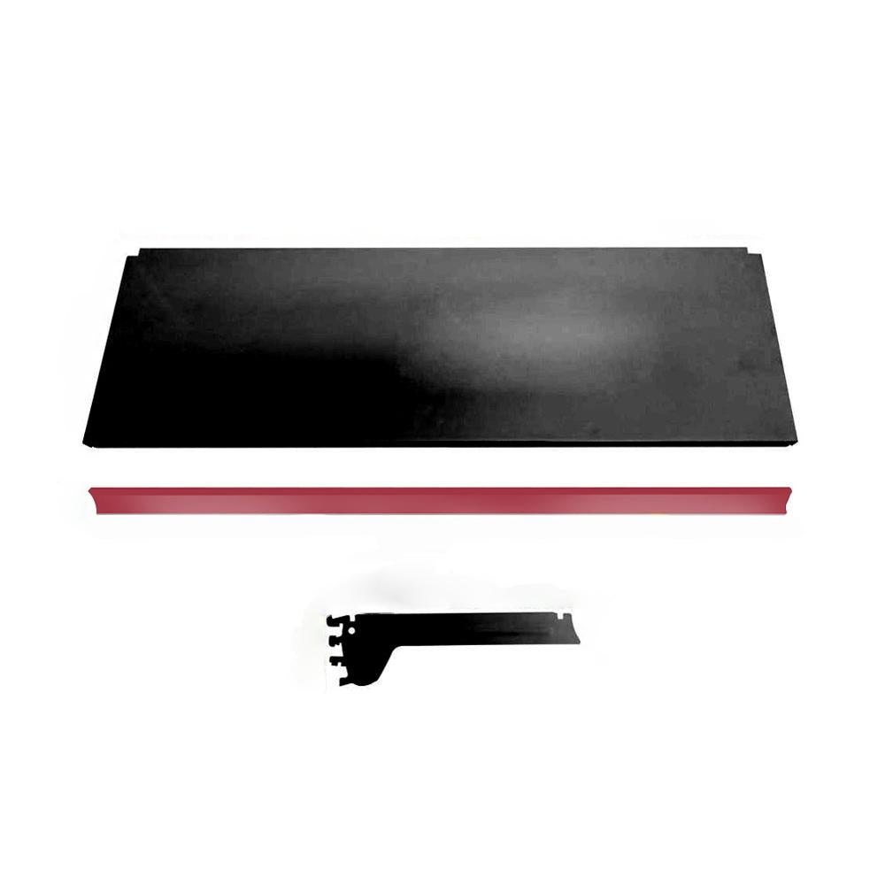 Kit 3 Bandeja Prateleira 30x91 Gôndolas New Plus Preto Porta Etiqueta Vermelho sa Gôndolas