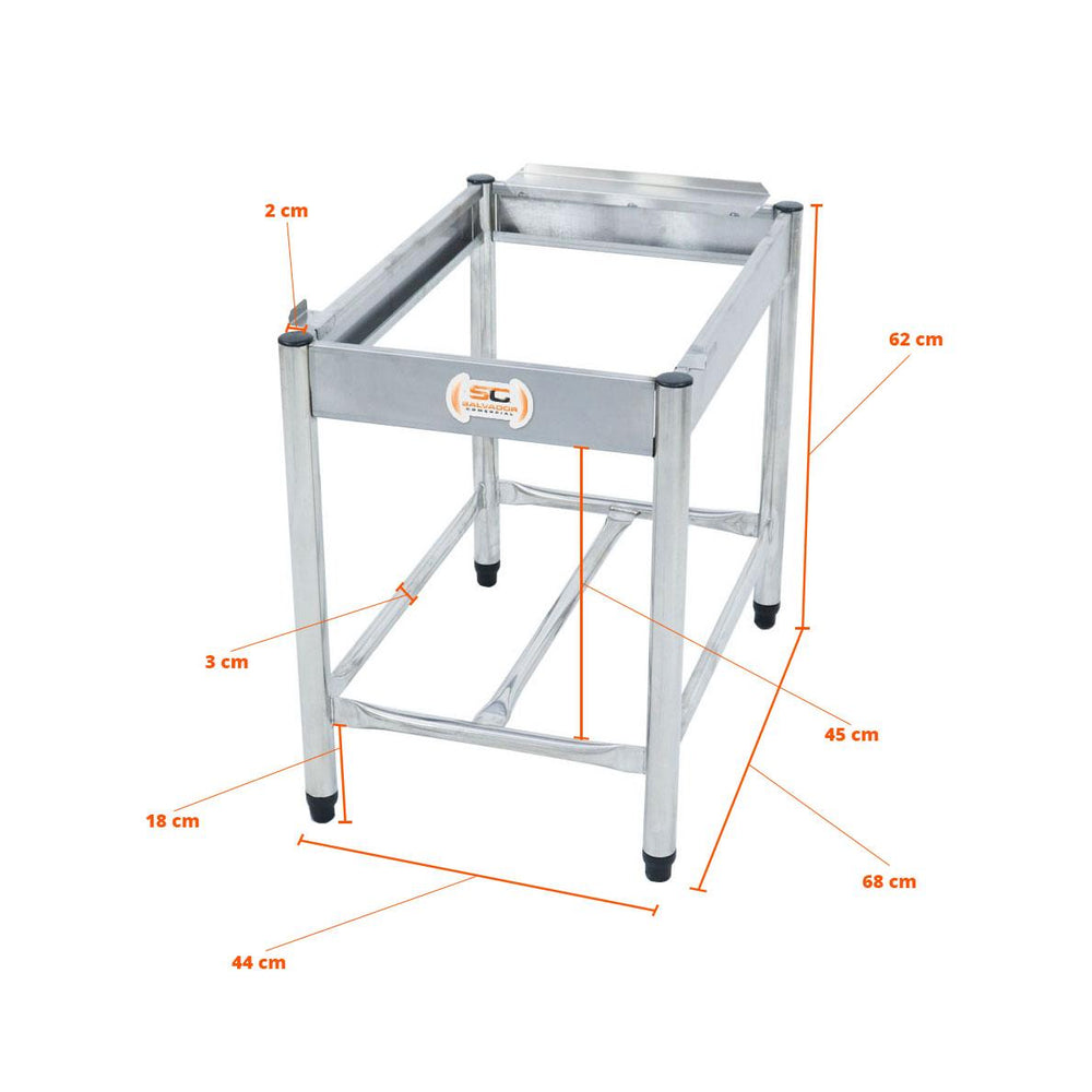 Cavalete de Apoio Inox Chapa Char Broiler Americana Cg45 Cgg45 Mod Cecgp45 - Venâncio
