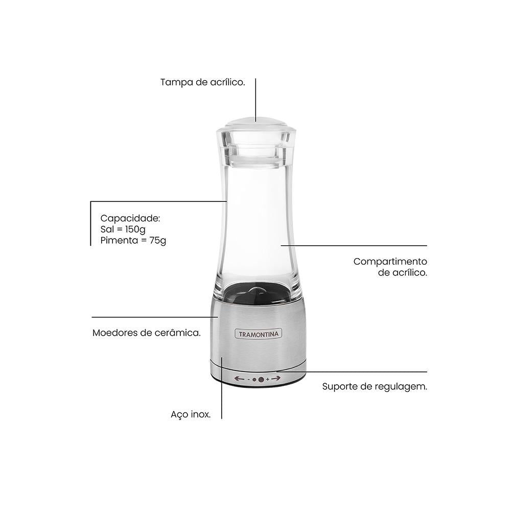 Panela Turim Alumínio Antiaderente 18cm 1,4l Ptc + Moedor de Sal e Pimenta Grande - Tramontina
