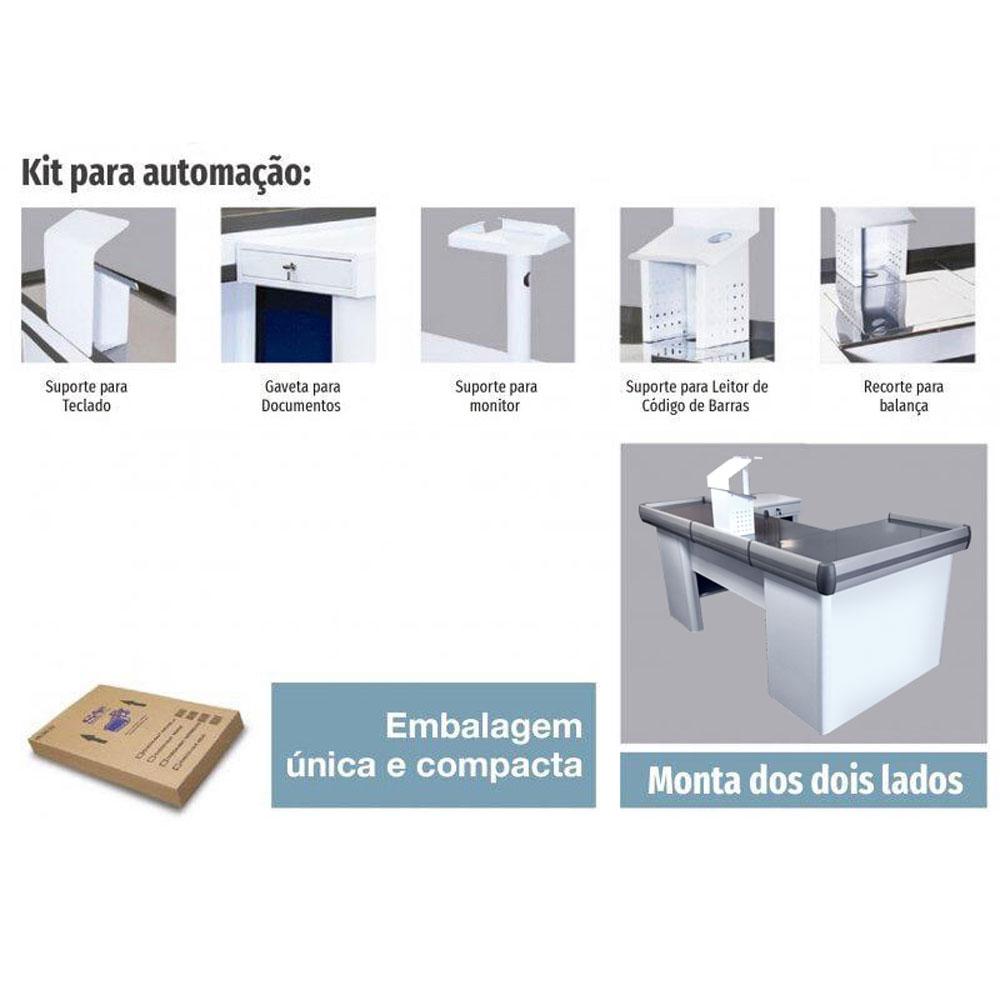 Caixa De Supermercado Empacotador Check-Out 2,00m Com Recorte Para Balança Branco - SA Gôndolas