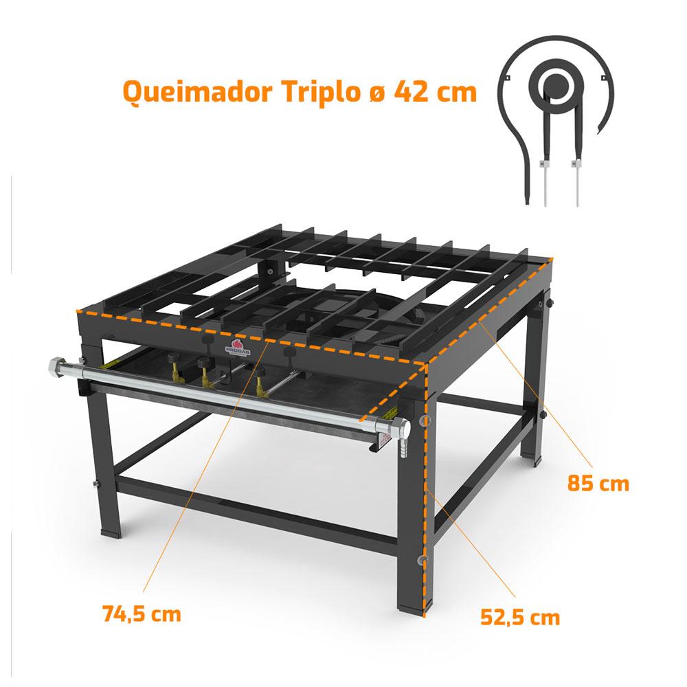 Fogão a Gás Industrial 1 Queimador Triplo Alta Pressão Altura 50cm PFI-100 - Progás