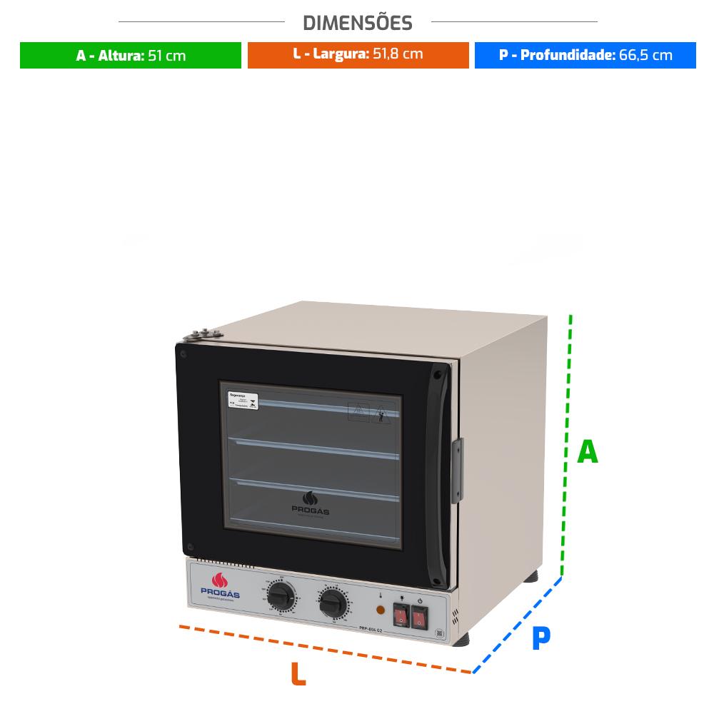 Kit Forno Turbo Elétrico PRP-004 G2 220V Preto + Bancada MES-004 Progás + 4 Assadeiras Cimapi