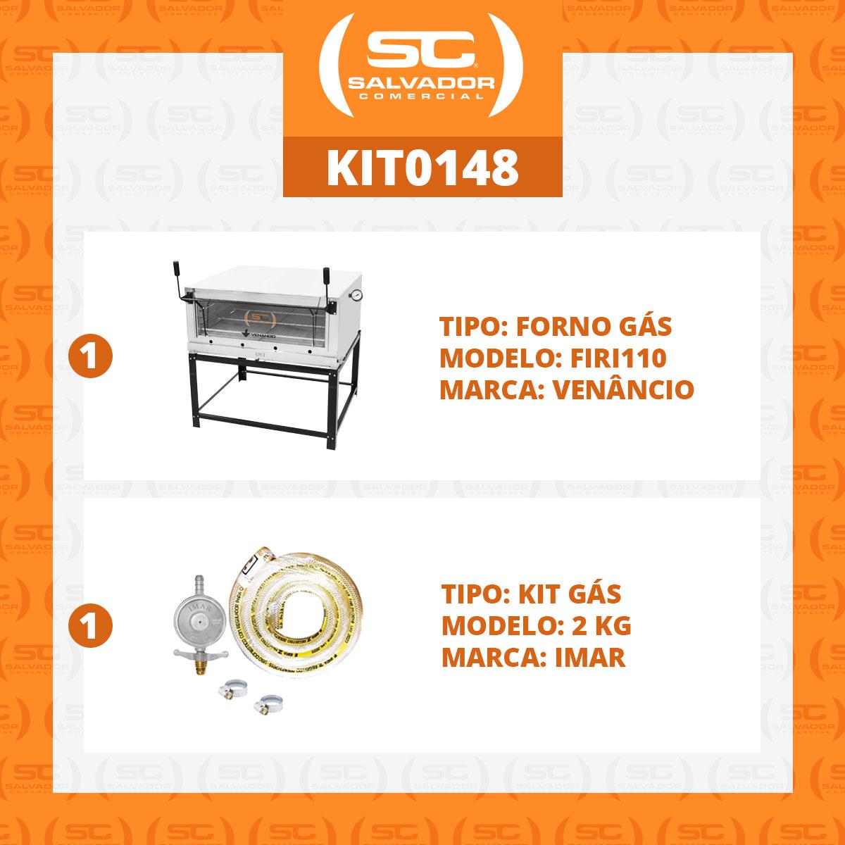 Kit - Forno Gás Industrial Roma Inox Firi110 + Kit Gás 2kg - Venâncio