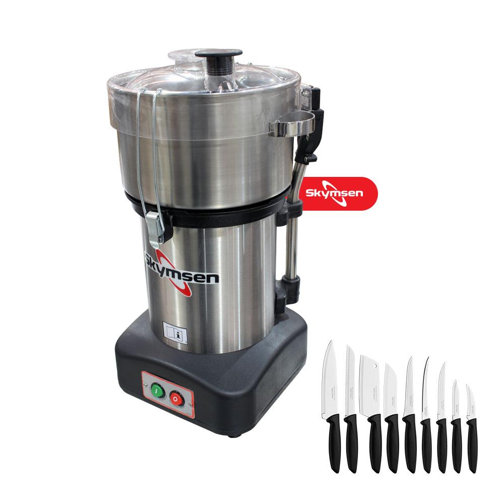 Multiprocessador de Alimentos 4 Litros Cutter Profissional Inox CR-4 127V Skymsen + Jogo de Facas 9 Peças