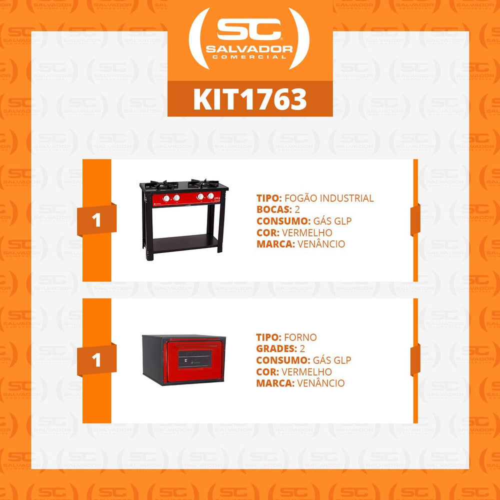 Fogão Industrial 2 Bocas Duplas a Gás com Forno Bravo Vermelho BR2BF – Venâncio