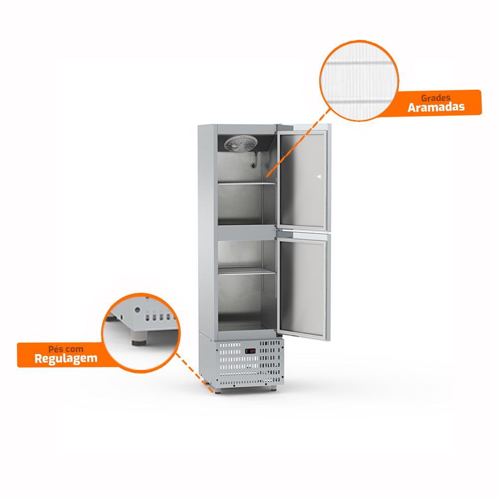 Mini Câmara Profissional Resfriada 2 Portas 0°C a 7°C Ar Forçado 335L Inox Motor Inferior MCR2P 220V - Refrimate