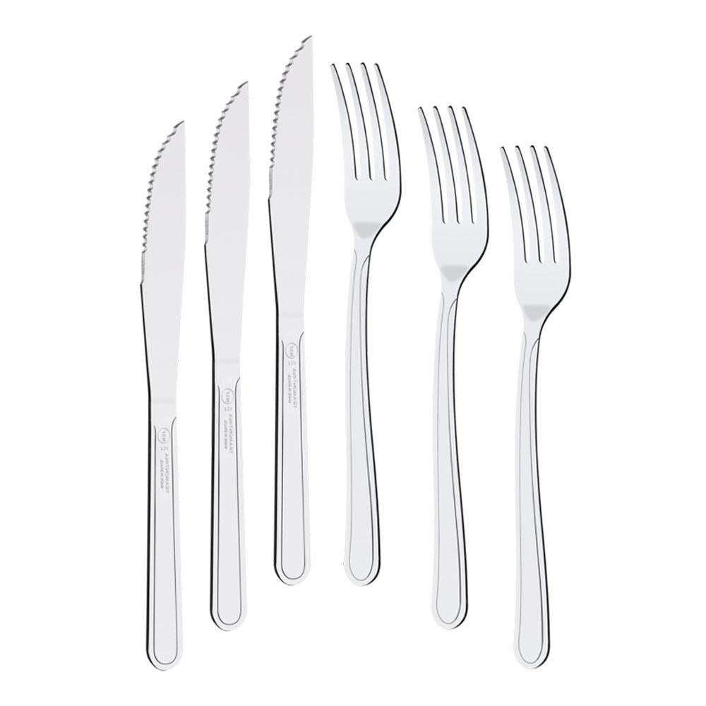 Kit Jogo de Faca e Garfo Buzios 24 Peças em Aço Inox IBAG - Tramontina