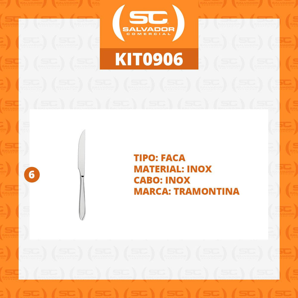 KIT - 6 Facas para Churrasco Luxo Laguna em Aço Inox FITOP - Tramontina
