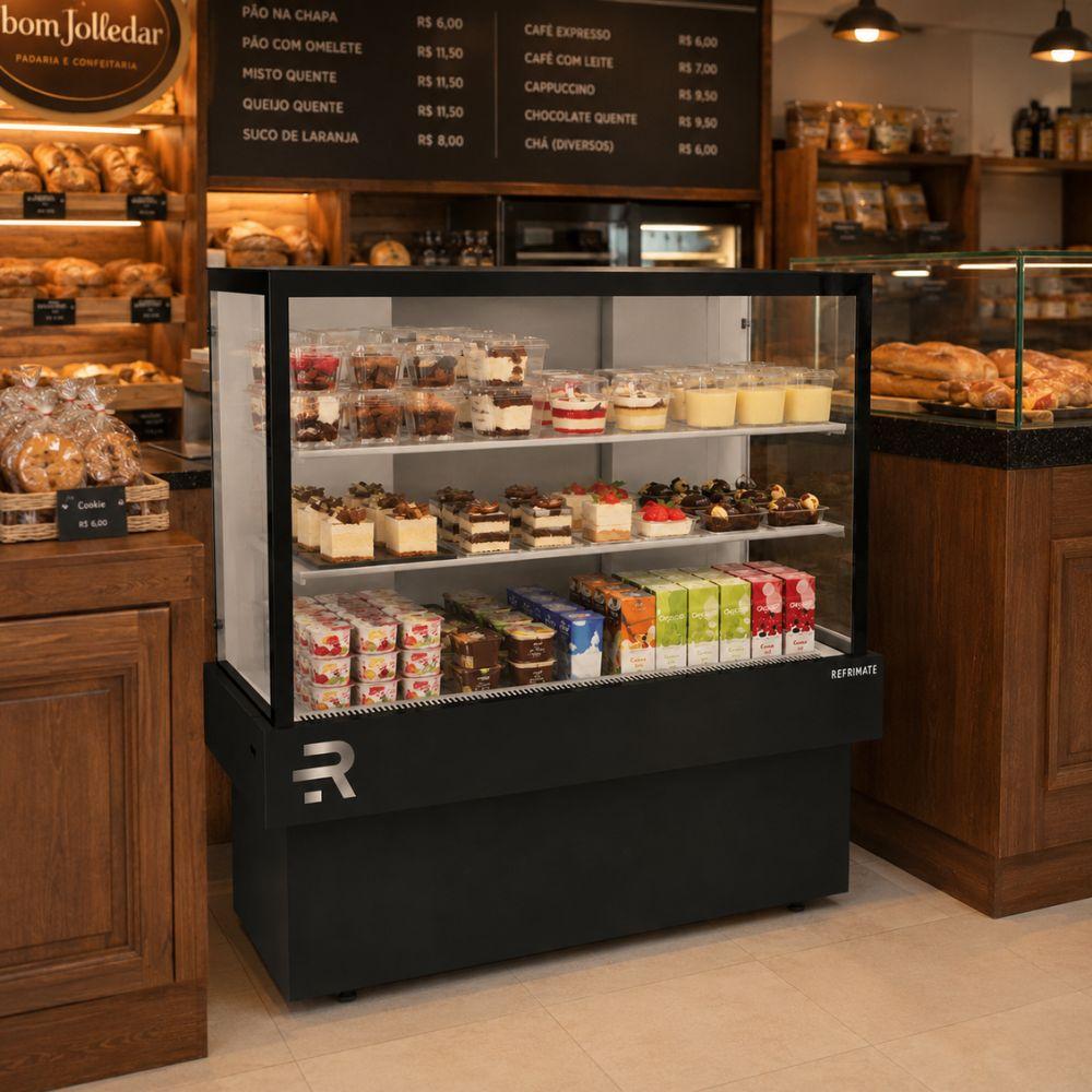 Vitrine Confeitaria Refrigerada Vanguard Plus Ar Forçado 110cm Tampo Aproveitável CVPRAF1100TA 220V - Refrimate