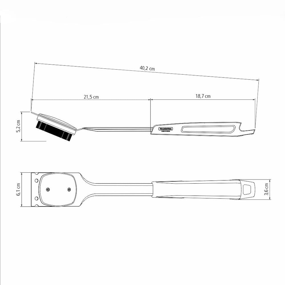 Escova Para Grelhas Com Raspador Churrasco Black Inox Cabo Polipropileno Preto - Tramontina 26594100