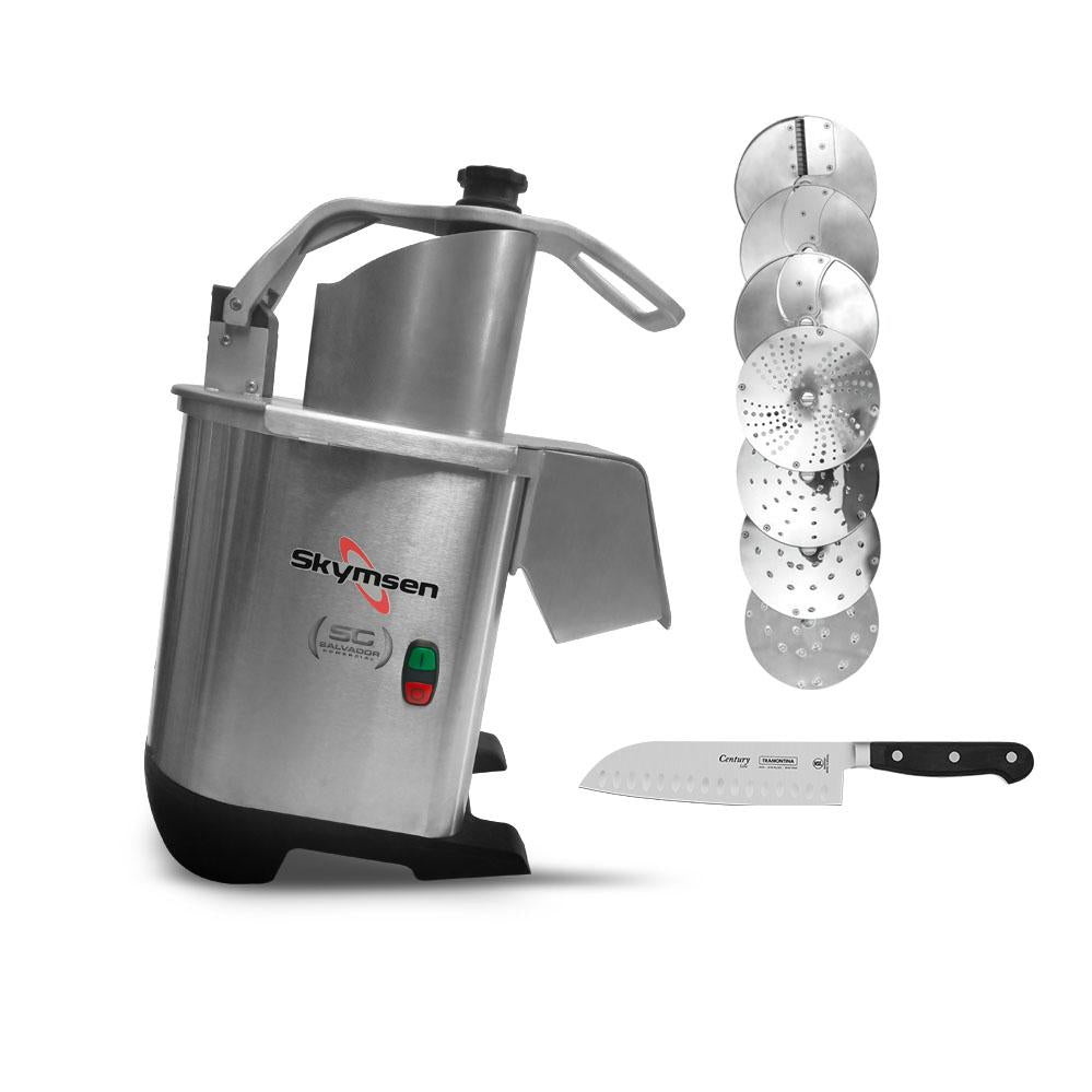 Processador de Alimentos Com 7 Discos 203mm 250 Kg/h PA7 PRO Bivolt Skymsen e Faca Santoku Profissional