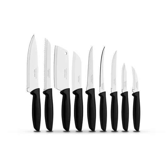 Jogo Facas em aço inox cabo Preto Cozinha Gourmet  Plenus 9 Peças 23498048 Tramontina