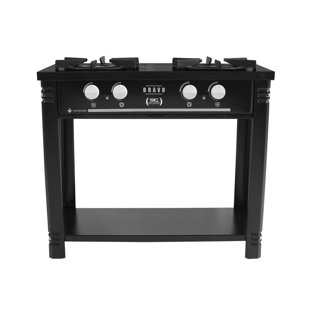 Fogão Industrial 2 Bocas a Gás Baixa Pressão Esmaltado Bravo BR2B PR – Venâncio Preto