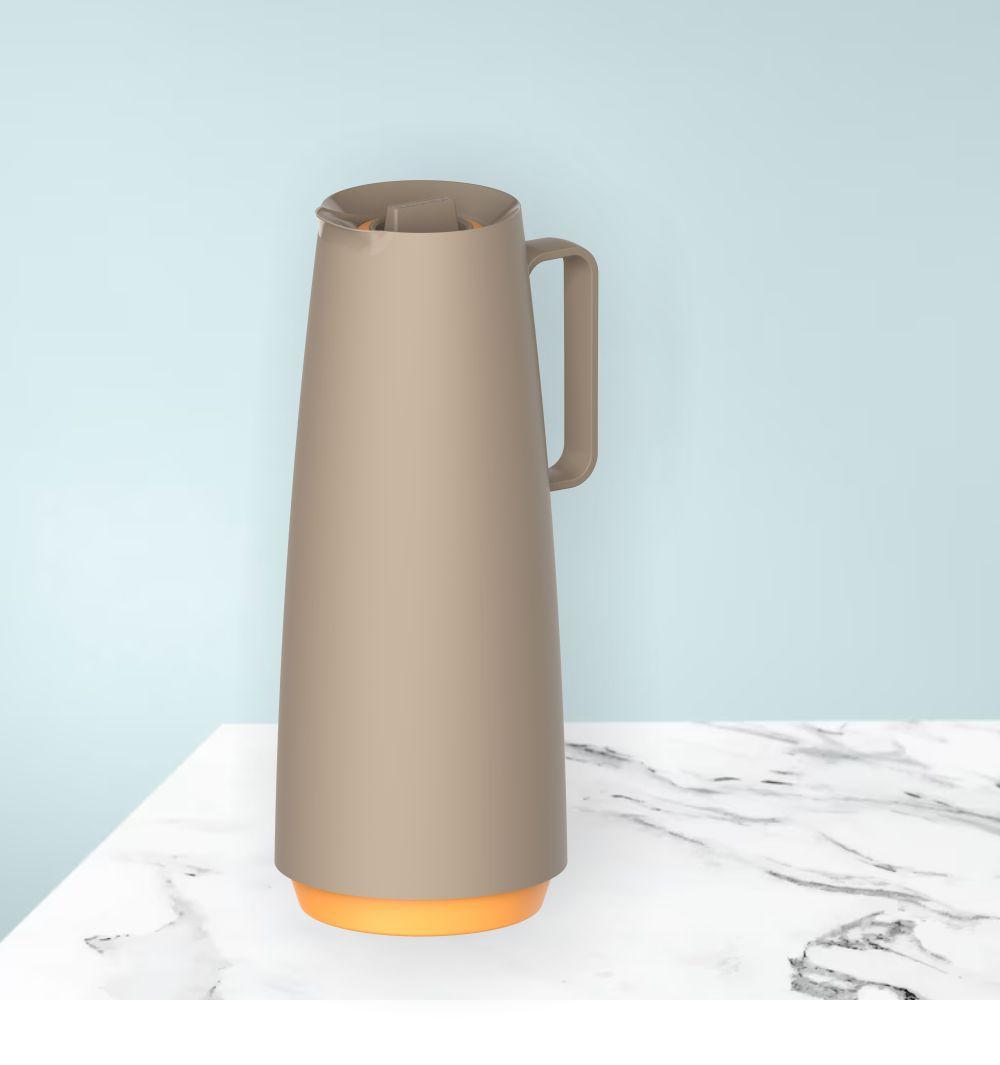 Chaleira Com Apito Roma em Aço Inoxidável 2,7l Brinox e Bule Garrafa Térmica 1l Bege Tramontina
