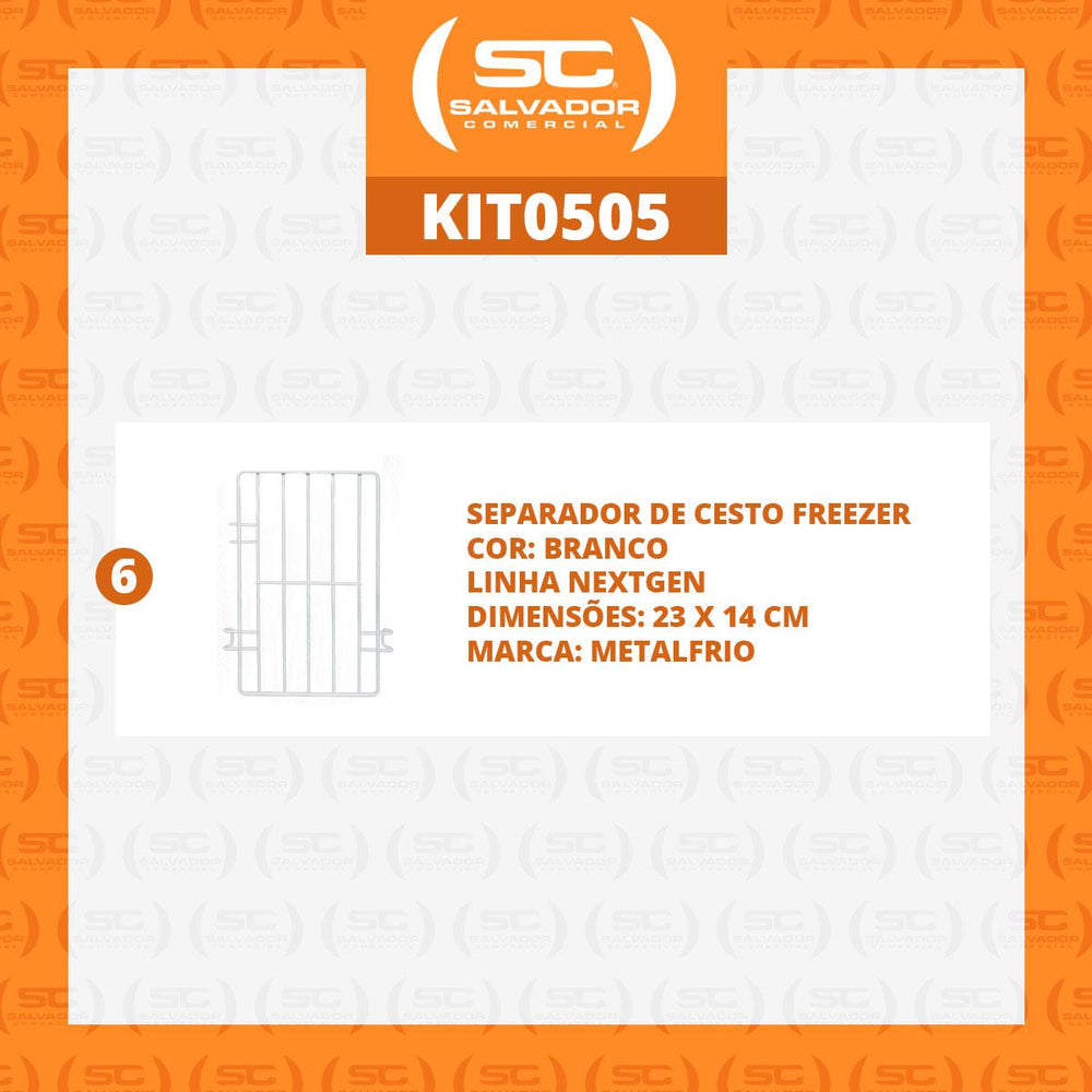 Kit - 6 Separadores Cesto Nextgen Branco - Metalfrio
