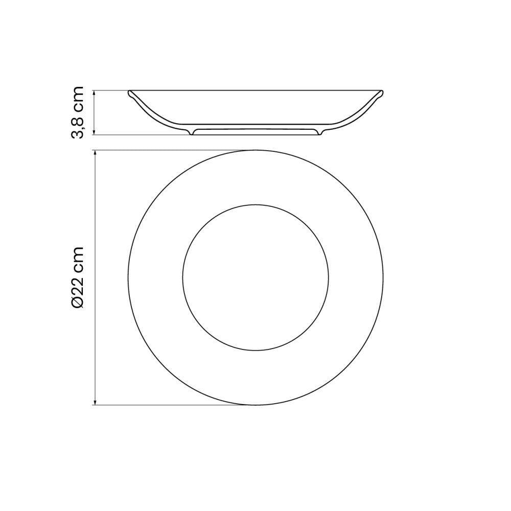Conjunto de 12 Pratos Fundo Rústico Marrom em Porcelana Decorada 22 cm - Tramontina 96980011