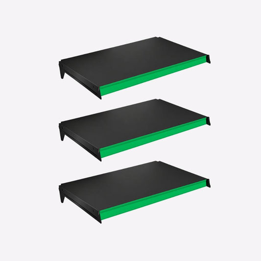 Kit 3 Bandejas Prateleiras 40x91 P/gôndola New Plus Preta Porta Etiquetas Verde Escuro - SA Gôndolas