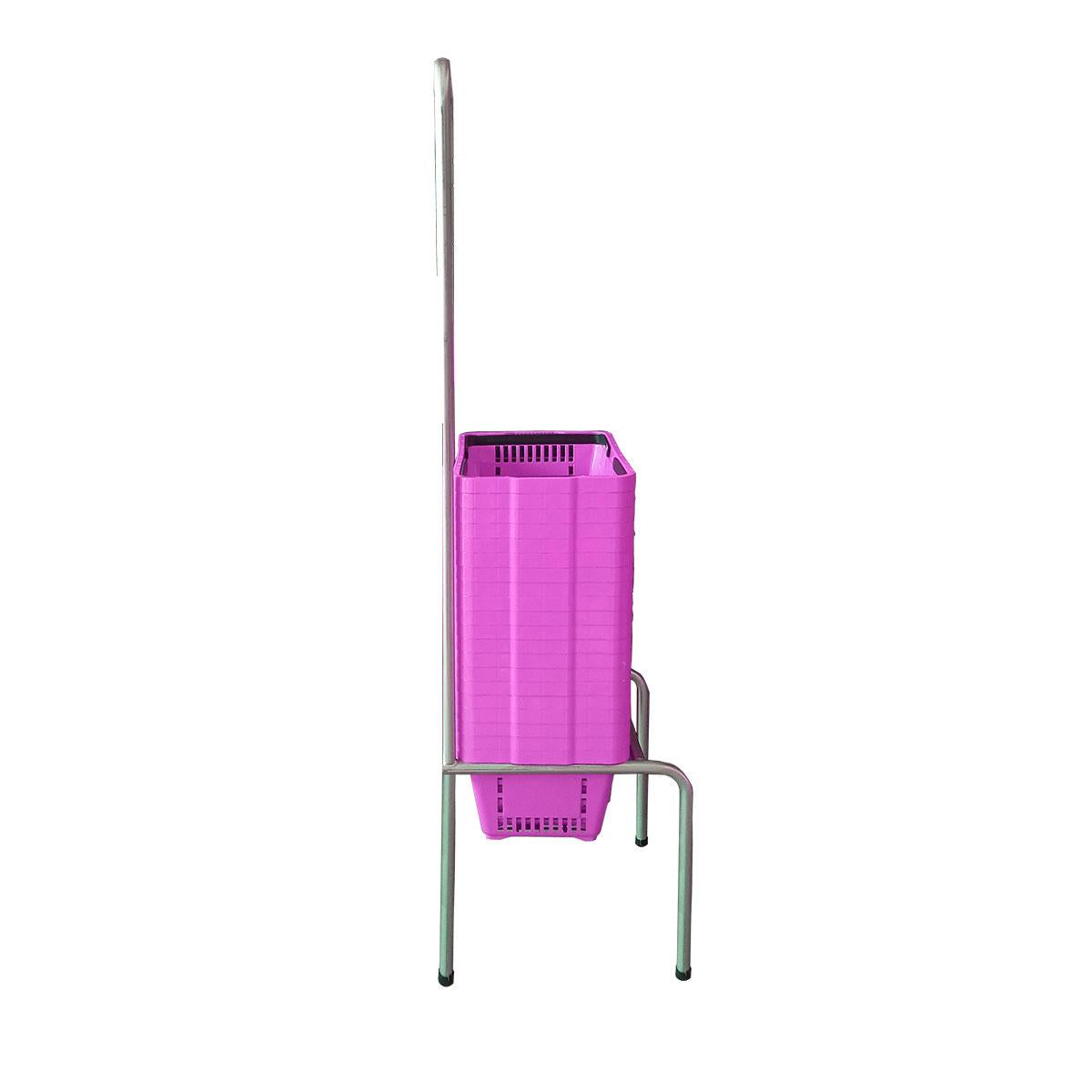 Kit - Suporte Para Cestos de Compras Simples + 20 Cestos D100 Rosa