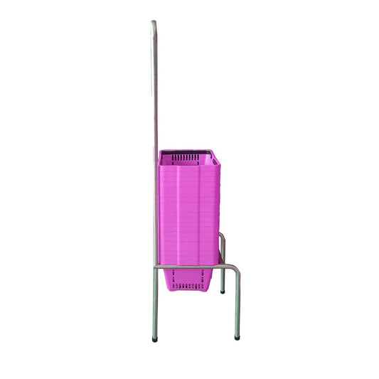 Kit - Suporte Para Cestos de Compras Simples + 20 Cestos D100 Rosa
