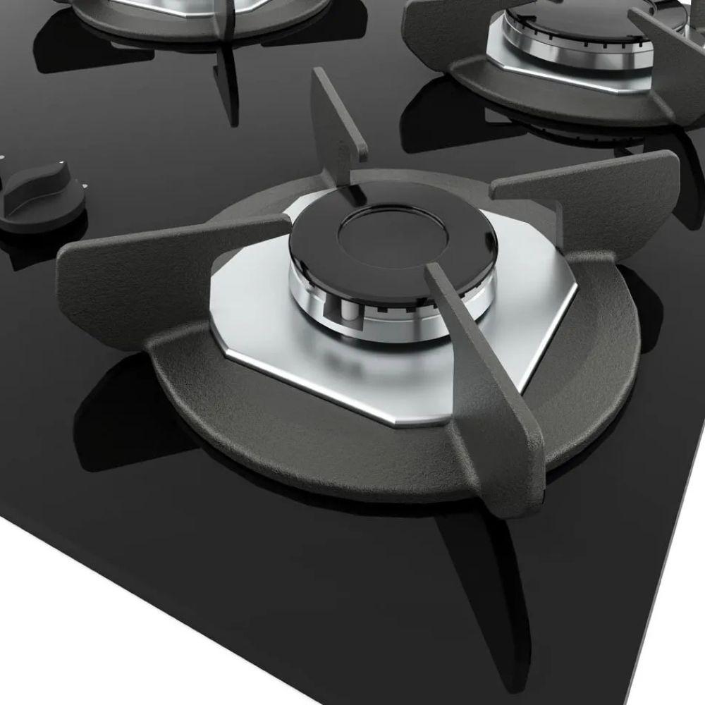 Fogão Cooktop Vidro Gás 4B Simp 1B Tripla Safe Ferro Flange Inox SAFE5D Bivolt - Nardelli 27011601-00