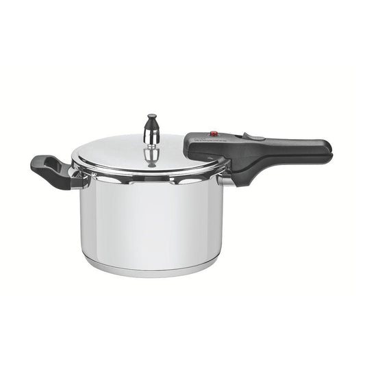 Panela de Pressão 6,0L Aço Inox Fundo Triplo Brava - Tramontina 62416220 em um fogão de indução.