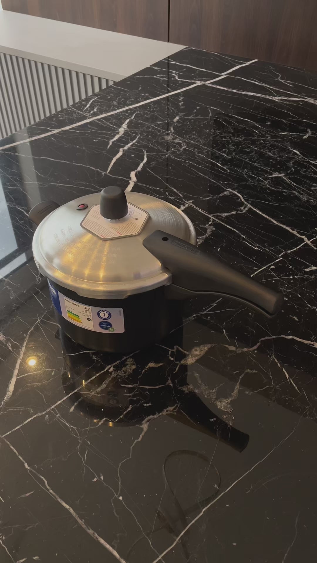 Vídeo de anúncio da panela de pressão Effect da Tramontina, com 20 cm e capacidade de 4,5 litros. Feita em alumínio com revestimento antiaderente na cor preta, a panela garante cozimento rápido e seguro, ideal para sua cozinha. Encontre a panela de pressão Tramontina na Salvador Comercial.