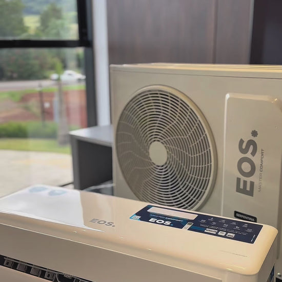 Anúncio em vídeo do ar-condicionado Inverter EOS 9000 BTUs. Solução de climatização silenciosa e econômica para sua casa ou escritório. Aumente o conforto e reduza a conta de luz com a tecnologia Inverter. Acesse agora.