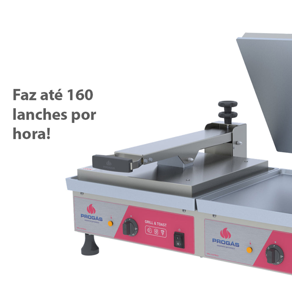 Produção de 160 lanches por hora com a Prensa Dupla Elétrica Progás PRA-45ED 220V