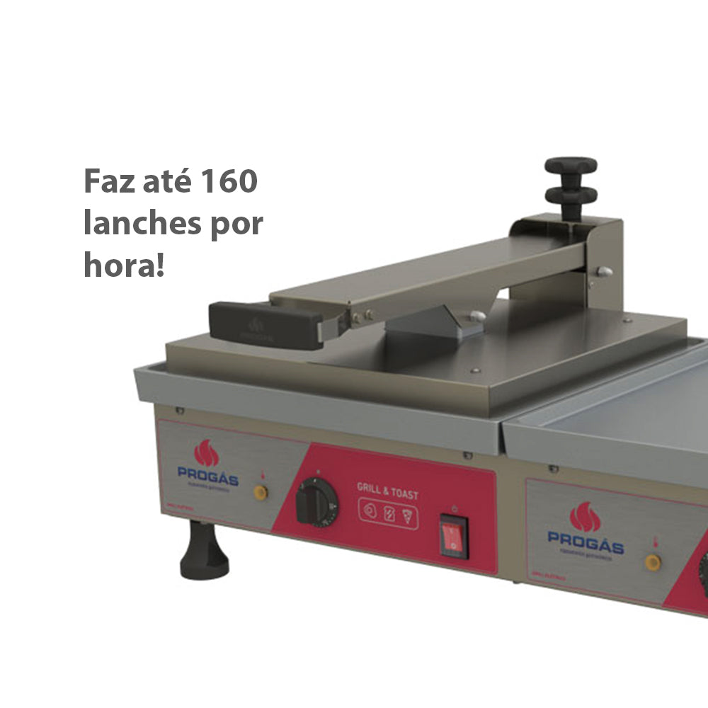 Produção de 160 lanches por hora com a Prensa Chapa Conjugada Elétrica Progás PRA-45EC 220V