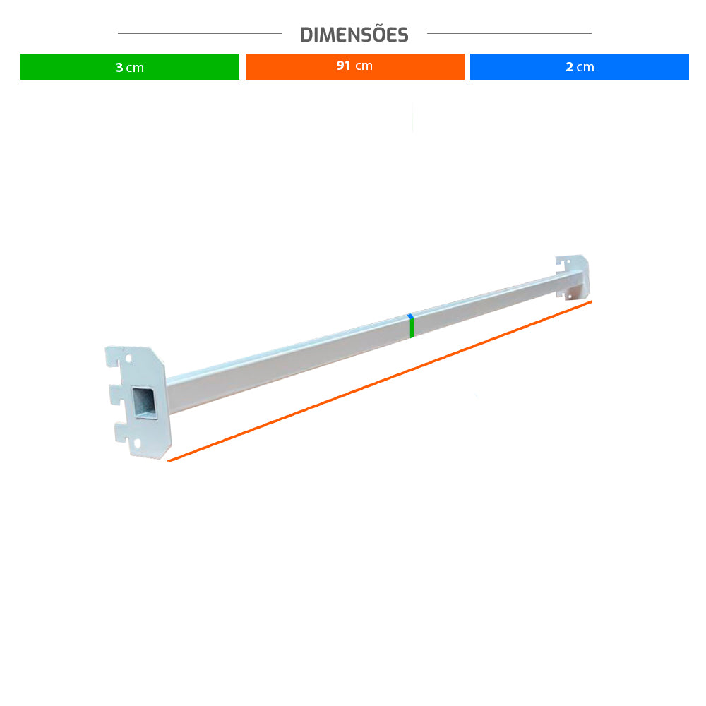 Kit 6 Réguas Para Gondola 91cm - SA Gôndolas