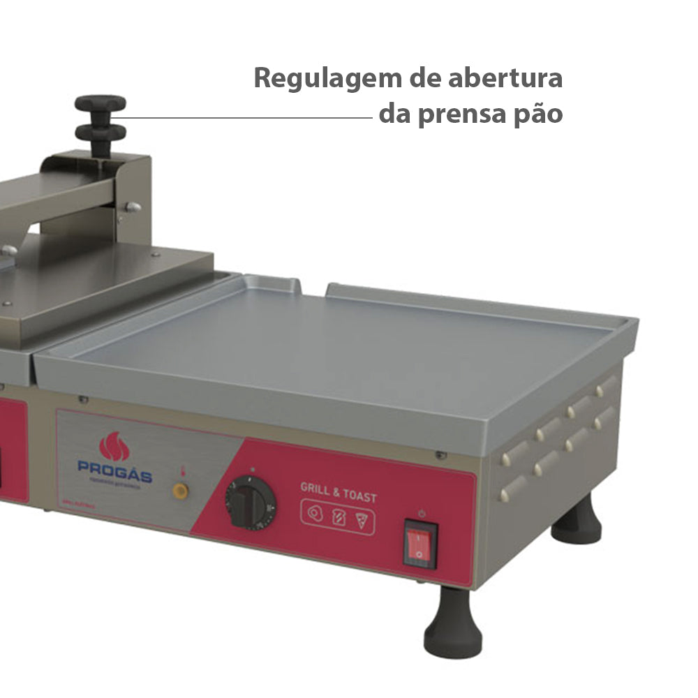 Regulador de pressão para preparo de lanches na Prensa Chapa Elétrica Progás PRA-45EC