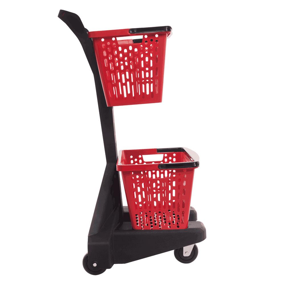 Carrinho de supermercado com cestos vermelhos Dellaplast