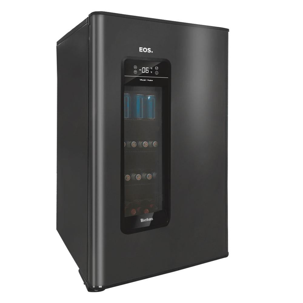 Cervejeira EOS com porta inox e vidro duplo antiembaçante para uso residencial.