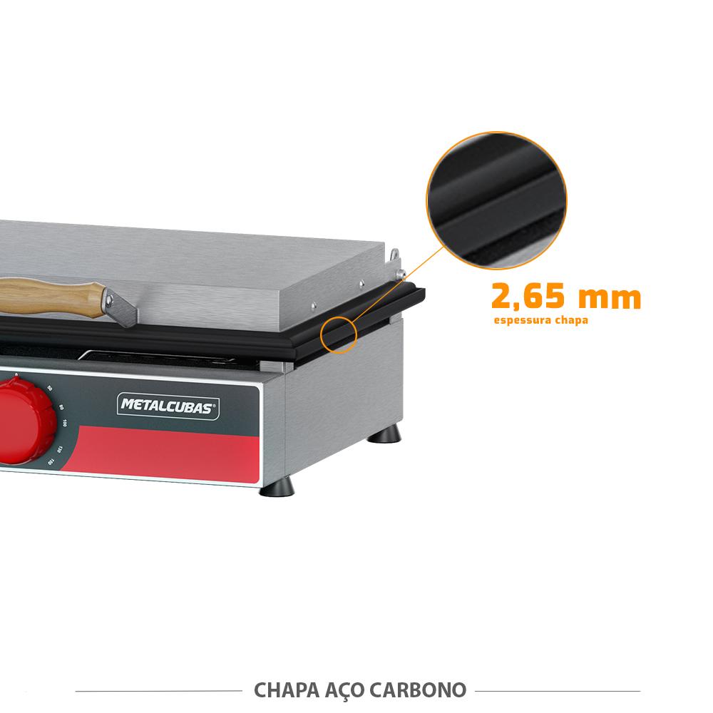 Chapa Grill Elétrica Profissional Metalcubas 45x32 cm