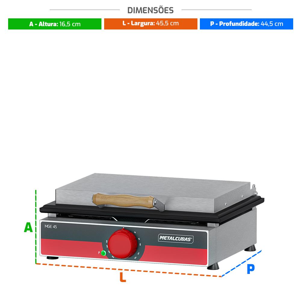 Prensa Grill Elétrica Inox para Lanchonete Metalcubas MGE 45