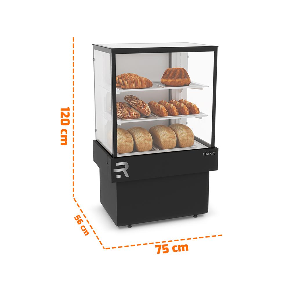 Vitrine seca para doces com design compacto e vidro temperado