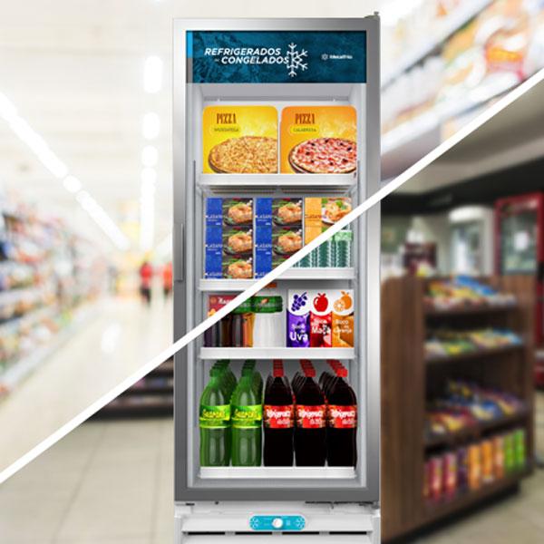 Freezer com compressor de alta eficiência e condensador helicoidal para melhor desempenho e economia.